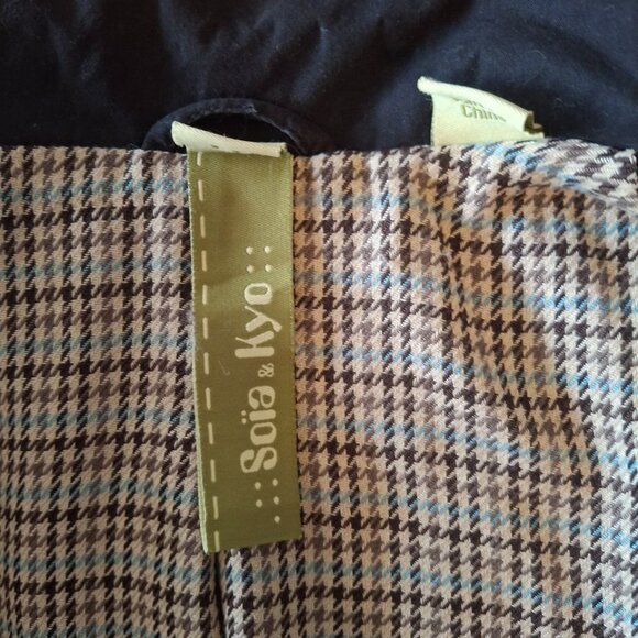 Soia & Kyo Black Trench Coat with Plaid Lining - Women's Size S/P - Classic - Picture 5 of 5